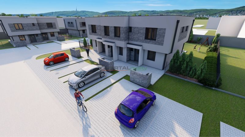  SO-07-A  Priestranný 4-izbový RD so záhradou a 3 parkovacími miestami - Vizualizácia súboru 4-izbových bytov na Triblavinskej ulici v Chorvátskom Grobe s parkovaním.