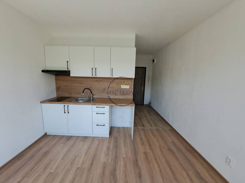 REZERVOVANÉ! Predáme  garsónku, 21 m2, Mikovíniho ul., Nitra - Garsónka s kuchynskou linkou, drevené podlahy, biele skrinky, svetlé steny.