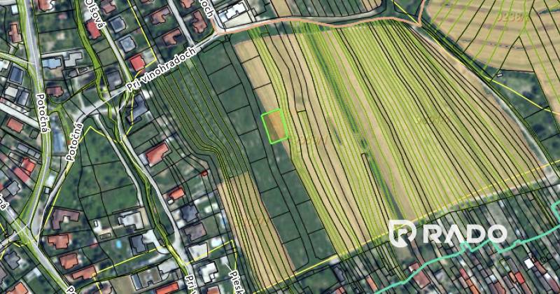 Stavebný pozemok 545m2 | Fongy - Rača - Mapa pozemkov na bývanie v oblasti Bratislava - Rača, vrátane vyznačených ciest a parciel.
