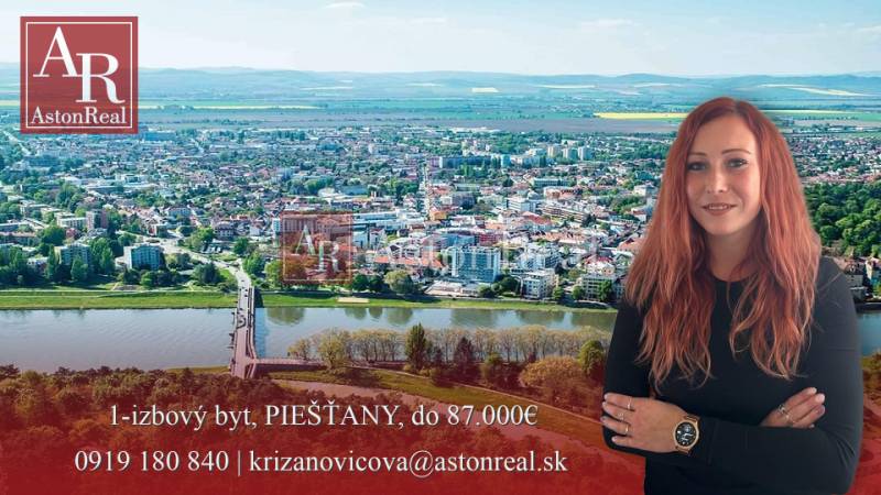 SÚRNE HĽADÁME DVA 1-izbové byty pre našich klientov - PIEŠŤANY - Letecký pohľad na Piešťany s ponukou na 1-izbový byt.