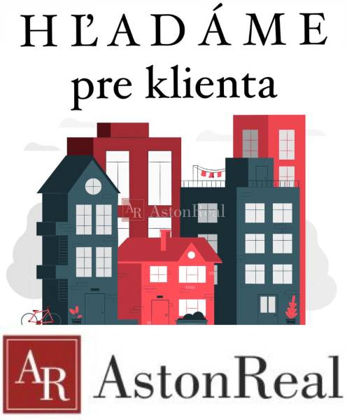 SÚRNE HĽADÁME DVA 1-izbové byty pre našich klientov - PIEŠŤANY - Ilustrácia budov s textom 