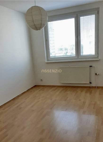 – PRENAJOM – 3 IZBOVÝ BYT – BELINSKEHO – PETRŽALKA  - Prázdna izba s drevenou podlahou, radiátorom a oknom v 3-izbovom byte.