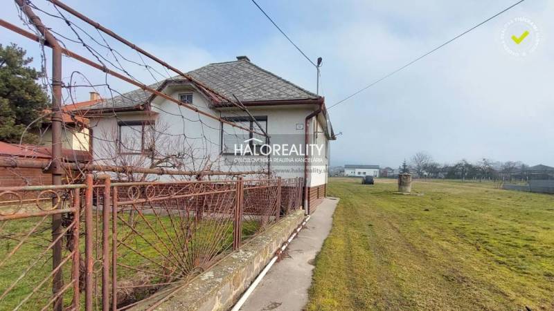 Predaj, pozemok pre rodinný dom   4629 m2 Ruskov, RU... - Dvor rodinného domu s rozsiahlym trávnikom a starým plotom v Ruskove. Pozemky - bývanie.