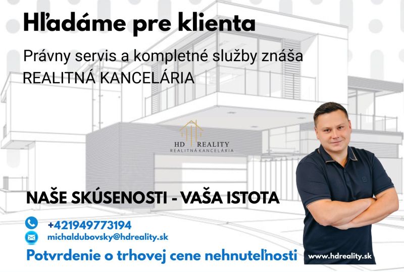 Kúpa rodinného domu, Dunajská Streda - Reklamný banner realitnej kancelárie ponúkajúcej právny servis a služby pre klientov.