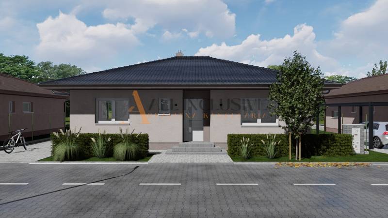 POSLEDNÉ 2 NOVOSTAVBY | PRÁZNOVCE - Rodinný dom v PRÁZNOVCIACH, Topoľčany, s úhľadnou fasádou a záhradou pred vstupom.