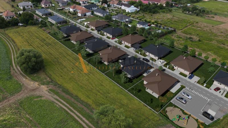 POSLEDNÉ 2 NOVOSTAVBY | PRÁZNOVCE - Letecký pohľad na novú rezidenčnú štvrť rodinných domov v Práznovciach pri Topoľčanoch.