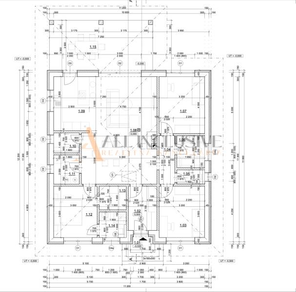 POSLEDNÉ 2 NOVOSTAVBY | PRÁZNOVCE - Pôdorys rodinného domu s detailnými rozmermi izieb a technickými špecifikáciami.