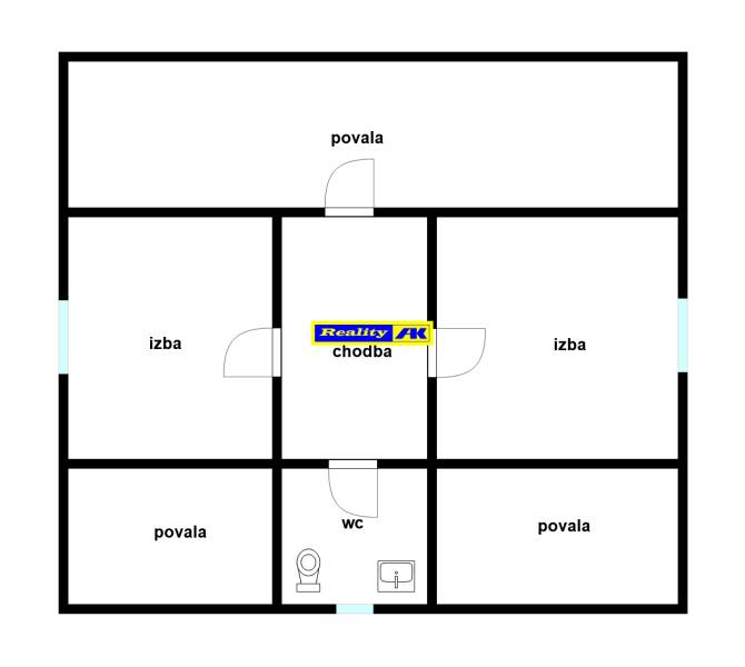 Rodinný dom na predaj Sučany, úplne prerobený ako novostavba - Pôdorys rodinného domu obsahuje izby, chodbu, WC a povalu.