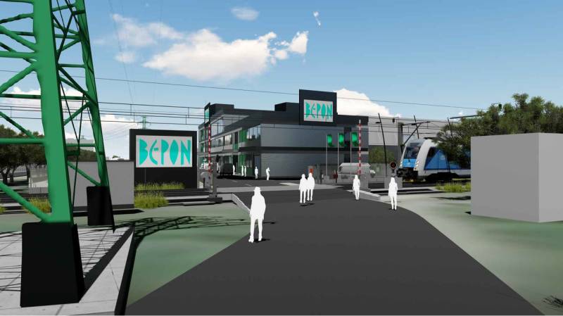 Stavebný pozemok 5.510 m2 so stavebným povolením pri Panónskej ceste  - Počítačová vizualizácia komerčných pozemkov na Panónskej ceste, Bratislava - Petržalka, so železnicou.
