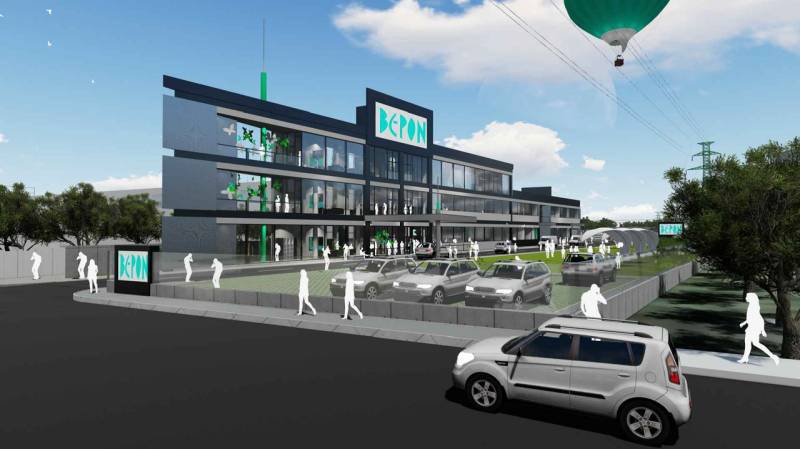Stavebný pozemok 5.510 m2 so stavebným povolením pri Panónskej ceste  - Vizualizácia komerčných pozemkov na Panónskej ceste v Bratislave - Petržalka s autami a ľuďmi.