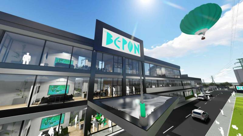 Stavebný pozemok 5.510 m2 so stavebným povolením pri Panónskej ceste  - Budova s presklenými fasádami a vzdušným balónom na Panónskej ceste, Bratislava - Petržalka.