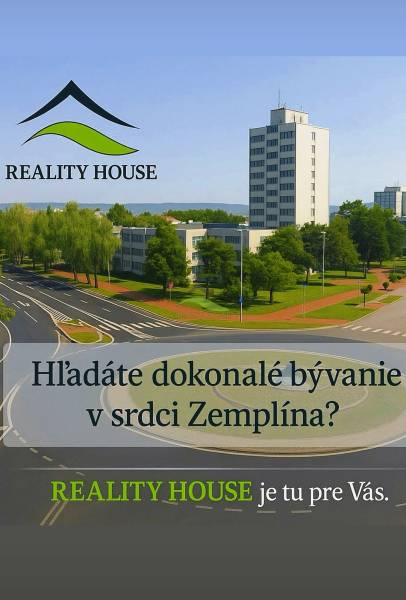 Rovný vidiecky rodinný dom v obci Tašuľa v okrese Sobrance - Budova s kruhovým objazdom a zeleňou v meste Michalovce.