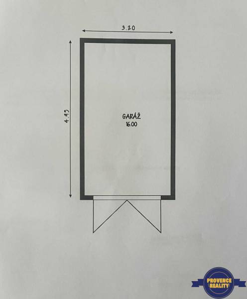 PREDAJ: 3 izbový luxusný byt s balkónom - Komárno - Pôdorys garáže s rozmermi 3,20 x 4,99 metra, označená 16.00.