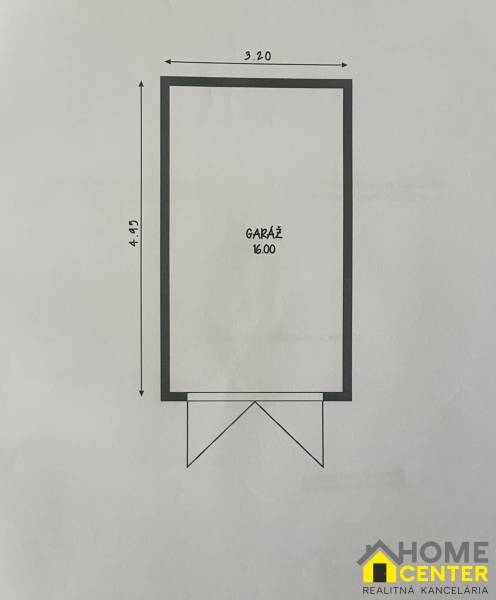 PPREDAJ 3 izbový, tehlový byt s garážou v centre - KOMÁRNO - Pôdorys garáže s rozmermi 3,20 x 4,95 metra, celková plocha 16 m².