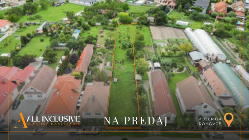 NA PREDAJ STAVEBNÝ POZEMOK - 1266 m², ROHOVCE - Pozemok na predaj v Rohovciach obklopený záhradami a domami, vhodný na bývanie.