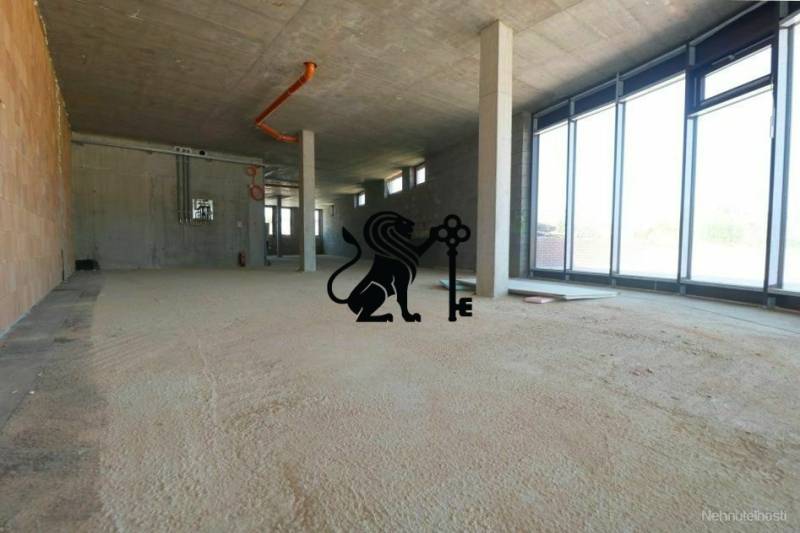 Predaj OP o výmere 86,62 m2 na predaj, Senec - Vo výstavbe Obchodné priestory s veľkými oknami a betónovými stenami na ulici Vtáčia.