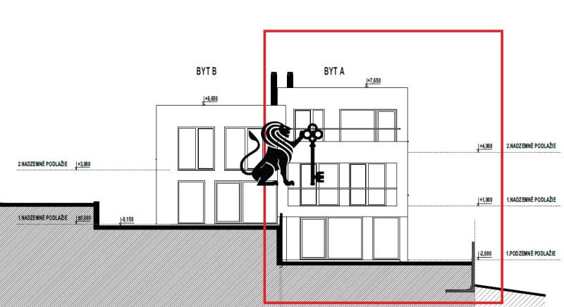 Na predaj slnečný rodinný dom v Rači - Náčrt zobrazuje dve poschodia rodinného domu s bytmi A a B.