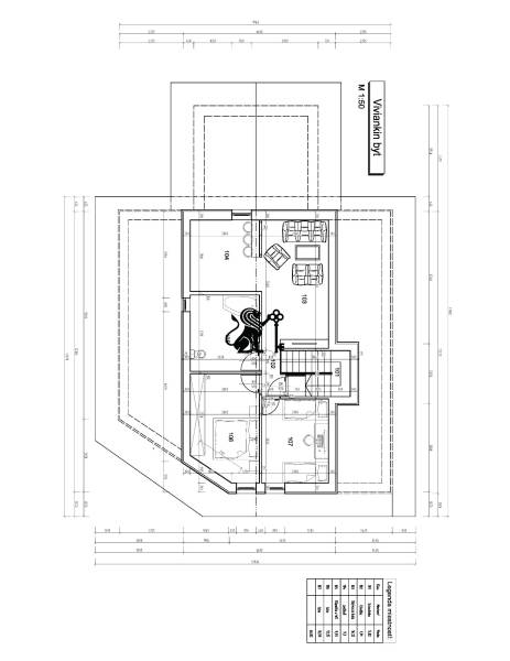 ZNÍŽENÁ cena - viacgeneračný  rodinný dom v Borinke  - Architektonický pôdorys bytu na ulici Borinka s detailmi dispozície rodinného domu.
