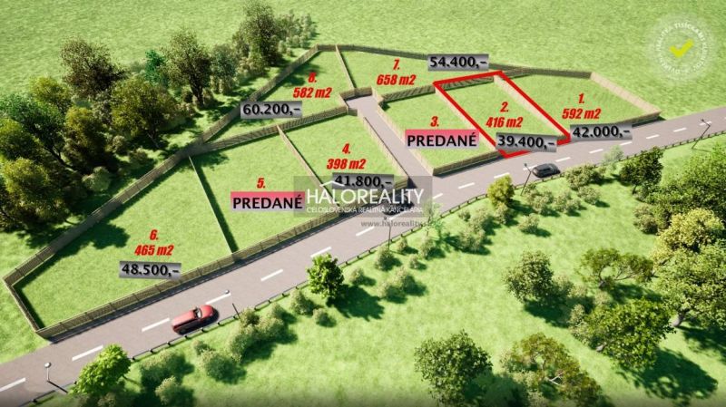 Predaj, pozemok pre rodinný dom 416 m2 Horná Seč, ...