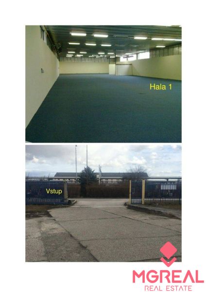 Skladové priestory 770 m2 a 792 m2 v Piešťanoch - Vrchný obrázok zobrazuje halu v skladoch a halách, spodný vstup zo skladov v Piešťanoch na Obchodnej.