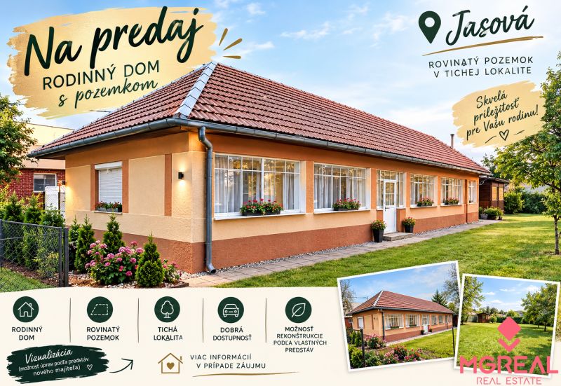 Na predaj rodinný vidiecky dom a stavebný pozemok v Jasovej