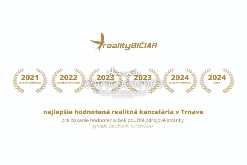 NOVÁ CENA - investičná príležitosť v obci Bíňovce - Certifikát realityBIČIAR, ocenený ako najlepšia realitná kancelária v Trnave 2021-2024.