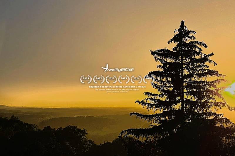 7-izbový rodinný dom s úžasným výhľadom v prestížnej lokalite Devín - Silueta stromu s výhľadom na krajinu pri západe slnka. Trnava, chata.