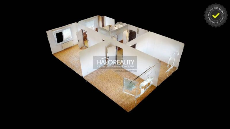 Predaj, trojizbový byt Lučenec - EXKLUZÍVNE HALO REA... - 3D vizualizácia podkrovia v 3-izbovom byte ukazuje rozloženie izieb a nábytku.