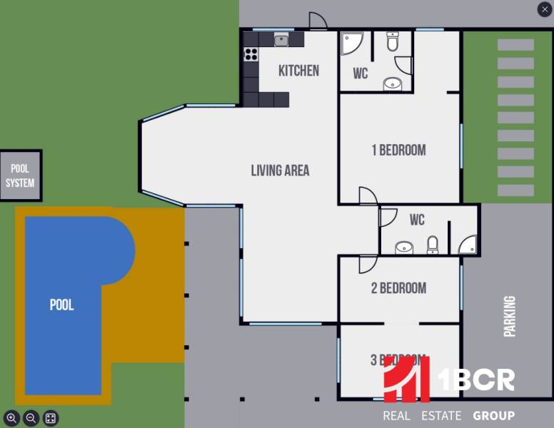 ÚTULNÁ 3 SPÁLŇOVÁ VILA S BAZÉNOM - EAST PATTAYA - Plán Vily v meste Pattaya s tromi spálňami, kuchyňou a bazénom.