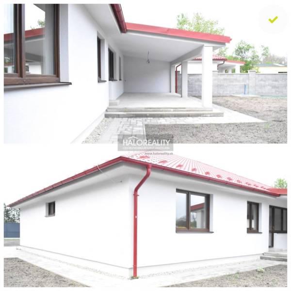 Predaj, rodinný dom Závod - NOVOSTAVBA - EXKLUZÍVNE ... - Rodinný dom v Závode prezentuje bielu fasádu s červenou strechou a prístreškom.