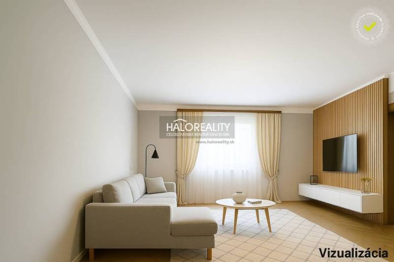 Predaj, rodinný dom Dvory nad Žitavou, dvojizbový, p... - Obývacia izba v rodinnom dome s podlahou s dreveným dekorom a svetlým nábytkom.