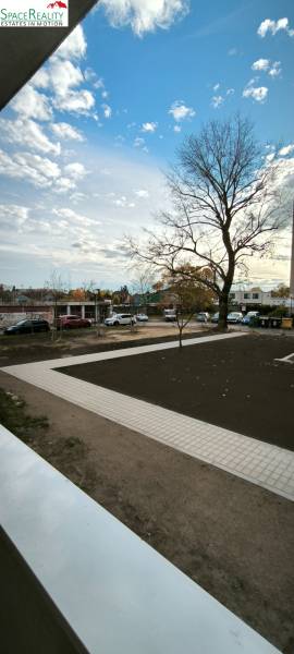 Prenajmeme 3 izb  byt na Korytnickej ulici - Exteriér na Korytnickej ulici v Bratislave-Podunajských Biskupiciach, s výhľadom na stromy a chodník.