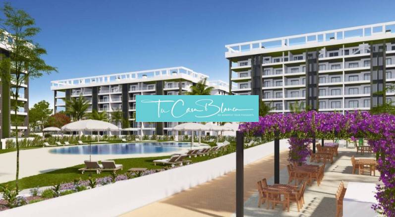 Novostavba Apartmán La Mata, 78m2, bazén, garáž - Rekreačný apartmán v Torrevieji s bazénom, terasou a vonkajším posedením.