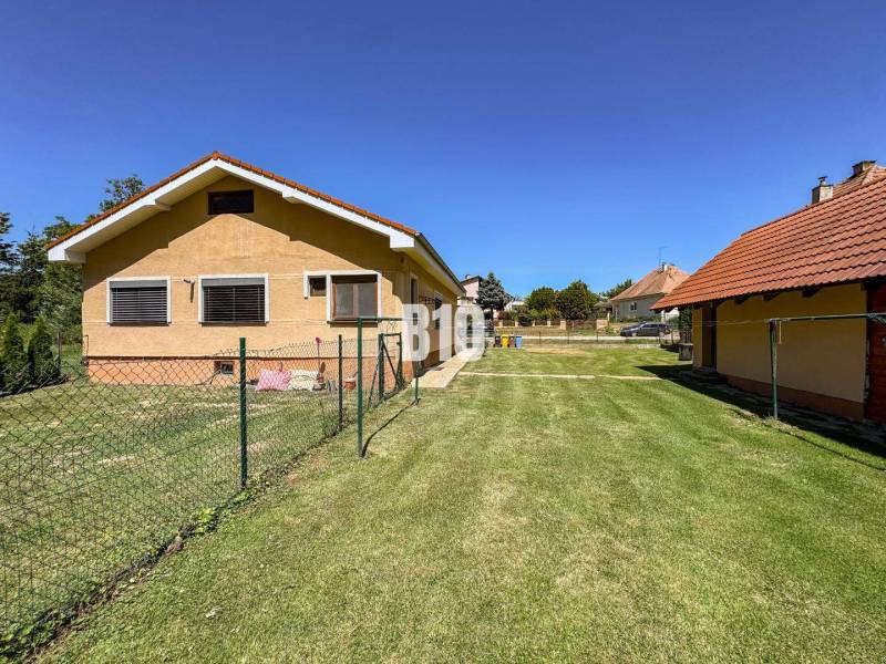 Rodinný dom s krásnym veľkým pozemkom ( stavebným) - Nové Sady - Rodinný dom v Nových Sadoch s dvoma budovami a trávnatým pozemkom, obkolesený plotom.