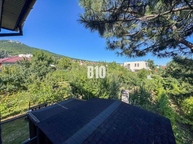 Rodinný dom s nádherným 8 árovým pozemkom na Kamennej ulici - Záhrada pri rodinnom dome na Kamennej ulici v Nitre s výhľadom na les.