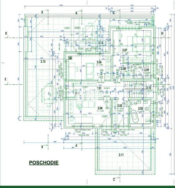 6 izbový rodinný dom  - DVOJGARÁŽ - CABAJ časť Riegler - Poschodie rodinného domu s rozložením miestností, pôdorys naznačuje rozmery a usporiadanie.