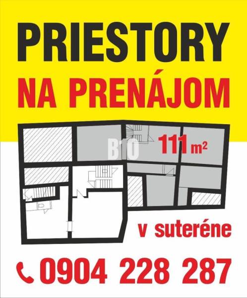 PRENÁJOM: Obchodný priestor 111m2 v centre Čadce - Prenájom 111 m² obchodných priestorov v suteréne s pôdorysom a kontaktom.