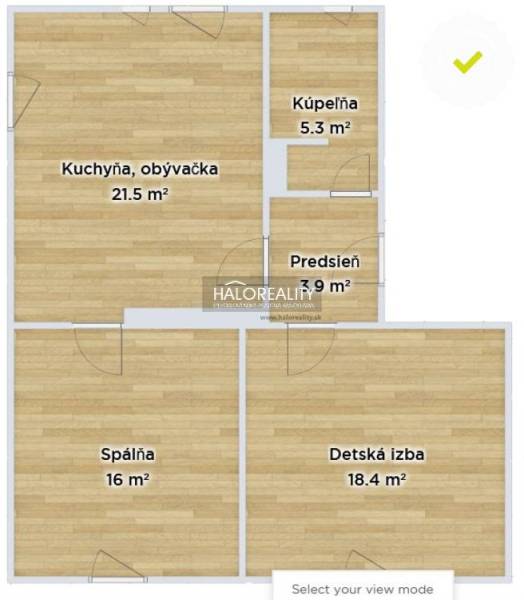 REZERVOVANÉ - Predaj, trojizbový byt Bošany - EXKLUZ... - Pôdorys 3-izbového bytu s označením miestností: kuchyňa, obývačka, spálňa, detská izba, kúpeľňa.