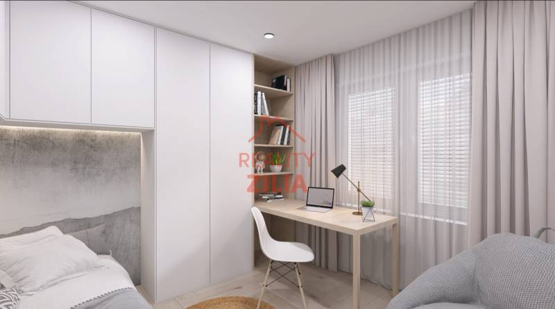 RODINNÝ DOM – dvojdom, na Ul. Ivana Braunera v Nitre - NOVOSTAVBA.  - Pracovný kút v rodinnom dome s písacím stolom, kreslom a knihami na policiach.