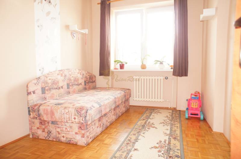 Rodinný dom v obci Čilížska Radváň s veľkým pozemkom - Izba s pohovkou, hračkami, radiátorom a dekoratívnym kobercom v rodinnom dome.