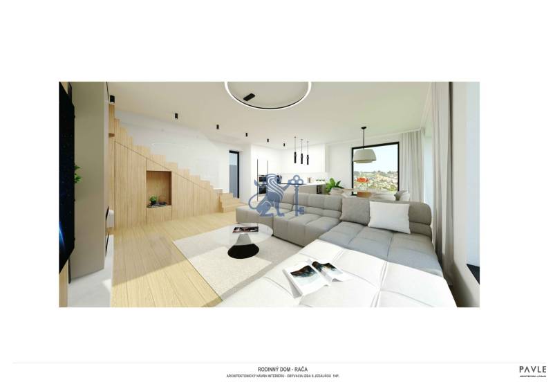 NA PREDAJ 5i rekreačný RD | Pekná cesta | Lesopark Rača  - Svetlá obývacia izba v rodinnom dome s posedením a podlahou s dreveným dekorom.