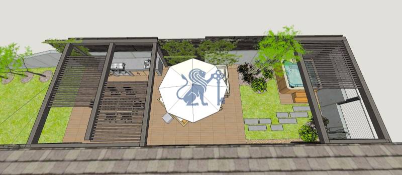 NA PREDAJ 5i rekreačný RD | Pekná cesta | Lesopark Rača  - Pekná cesta v Bratislava - Rača: Rodinný dom, terasa s grilom, vírivka a zelený dvor.