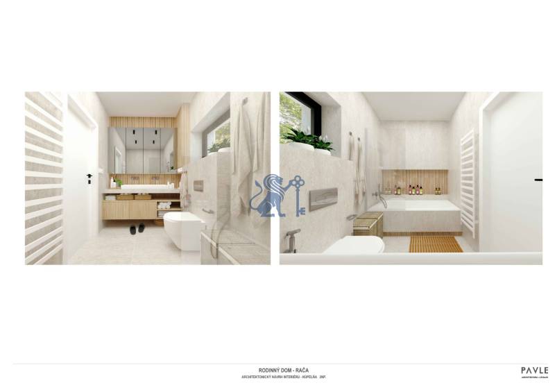 NA PREDAJ 5i rekreačný RD | Pekná cesta | Lesopark Rača  - Kúpeľňa v rodinnom dome s vaňou a drevenými prvkami dekoru.