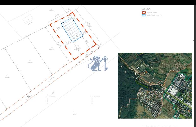 NA PREDAJ 5i rekreačný RD | Pekná cesta | Lesopark Rača  - Pôdorys pozemku s návrhom rodinného domu v oblasti Rača v Bratislave, Pekná cesta.