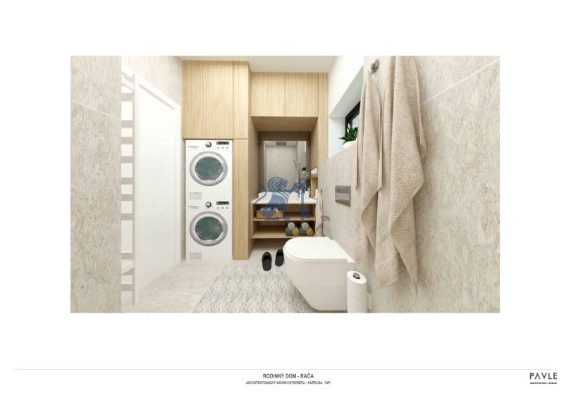 NA PREDAJ 5i rekreačný RD | Pekná cesta | Lesopark Rača  - Kúpeľňa v rodinnom dome so zaveseným WC, pračkou a sušičkou.