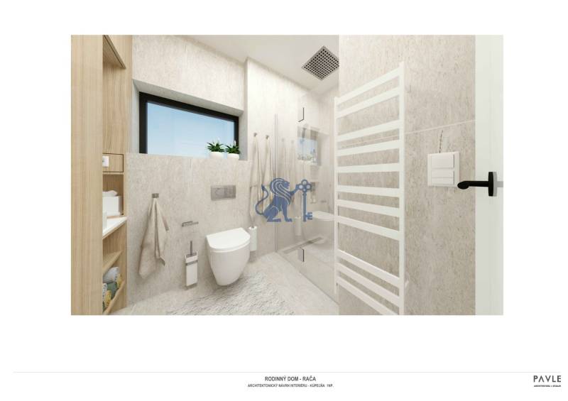 NA PREDAJ 5i rekreačný RD | Pekná cesta | Lesopark Rača  - Kúpeľňa v rodinnom dome s WC, sprchou a rebríkovým radiátorom.