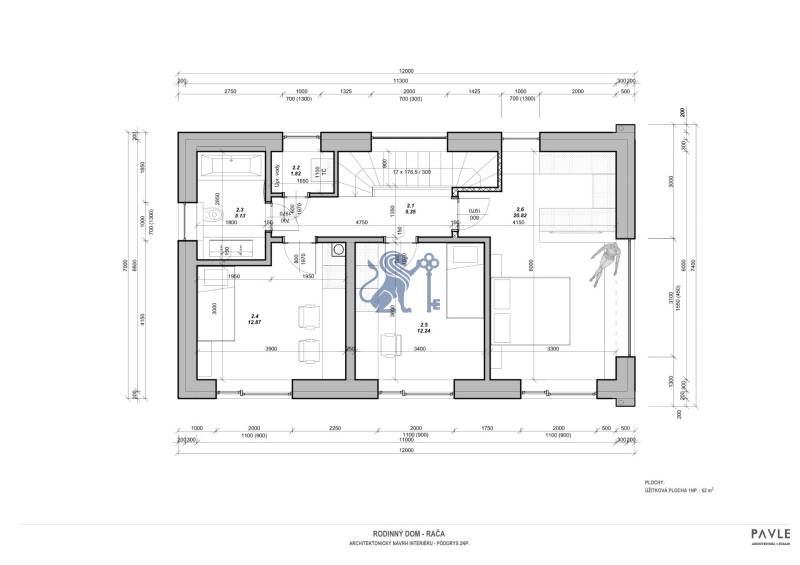 NA PREDAJ 5i rekreačný RD | Pekná cesta | Lesopark Rača  - Nákres poschodia rodinného domu v Bratislave - Rači na Peknej ceste, zahŕňajúci izby a rozmery.