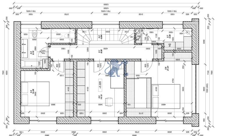 PREDAJ 5i rekreačný RD | Pekná cesta | Lesopark Rača  - Pôdorys rodinného domu s kuchyňou, obývacou izbou, schodiskom a sanitárnymi priestormi.