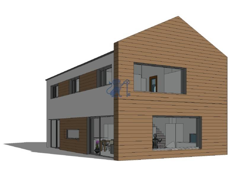 PREDAJ 5i rekreačný RD | Pekná cesta | Lesopark Rača  - Vizualizácia rodinného domu na Peknej ceste v Bratislave - Rača so sivou a drevenou fasádou.