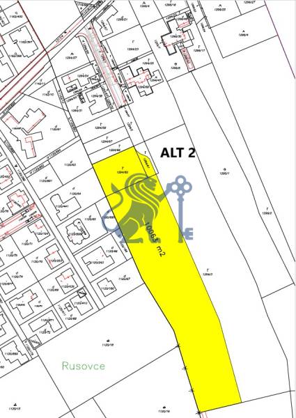 Na PREDAJ | investičný pozemok | Rusovce | výborná poloha - Developerské pozemky v Bratislave - Rusovciach, Pri Pieskovom Hone, vyznačené na mape.